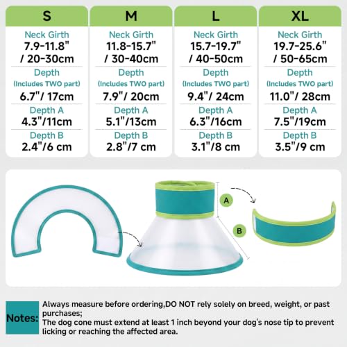 Dog Cone Collar to Stop Licking (Green / S)