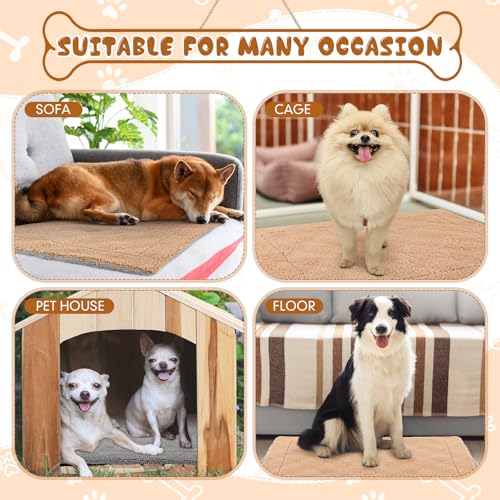 3 Pack Self Warming Cat Bed 17x22 Inch Self Heating Dog Mat Reflects Body Heat Extra Warm Thermal Pet Pad Washable Cat Dog Bed for Outdoor Indoor Large Kittens Puppy (Grey/Camel / 17x22 Inch)