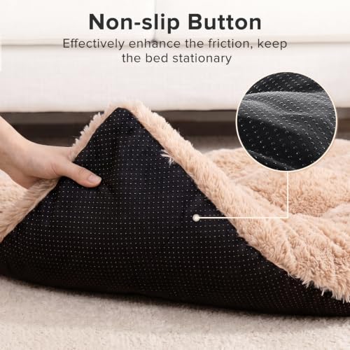 Large Dog Bed Crate Pad (40.0"L x 27.0"W x 4.0"Th / Beige)