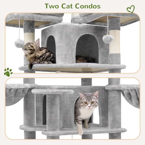Big XXL Cat Tower for Indoor Multiple Cats (Light Grey / 80inch)