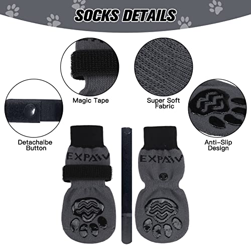 6PCS Anti Slip Dog Socks to Prevent Licking Paws (Medium (6 Count) / Black and Grey)