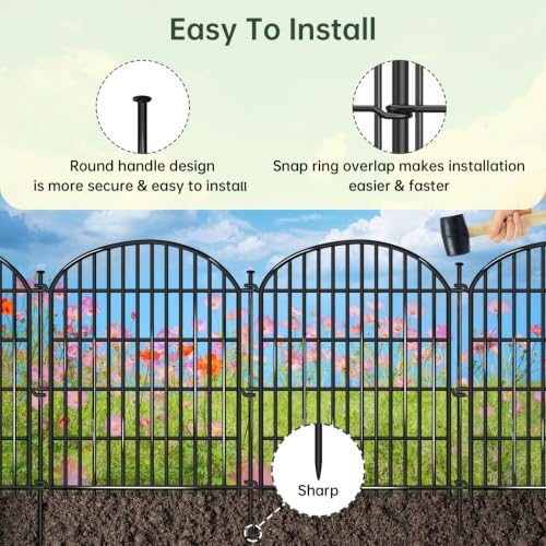 20 Panels No Dig Decorative Garden Fence (Black / 20 Panels, 44ft(L) x 33in(H))