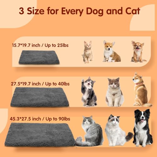 Self Heating Pet Pad (45.3"L x 27.5"W x 1.0"Th / Dark grey&amp;Black)