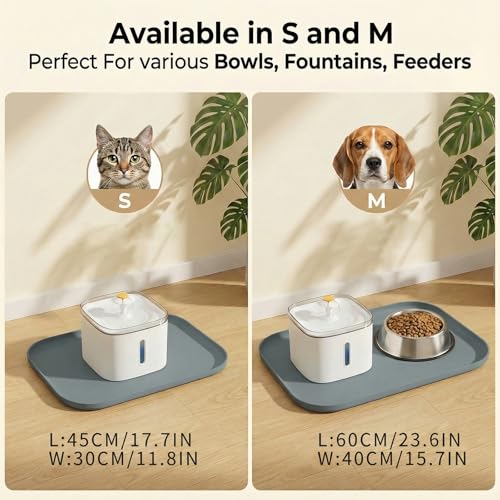 Waterproof Silicone Pet Feeding Mat Grey with Raised Edge (60 x 40 cm / Grey)