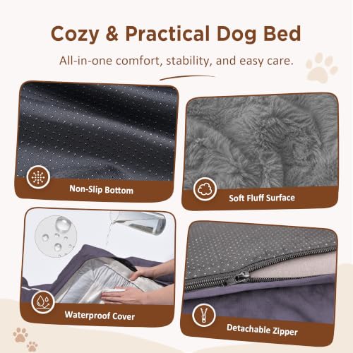 Waterproof Orthopedic Dog Beds for Extra Large Dog (53.0"L x 42.0"W x 8.5"Th / Purple)