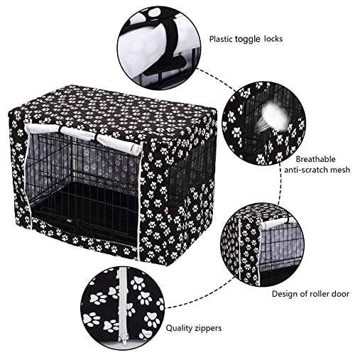 Dog Crate Cover Durable Polyester Pet Kennel Cover Universal Fit for Wire Dog Crate (36.0"L x 23.0"W x 25.0"H / Black)