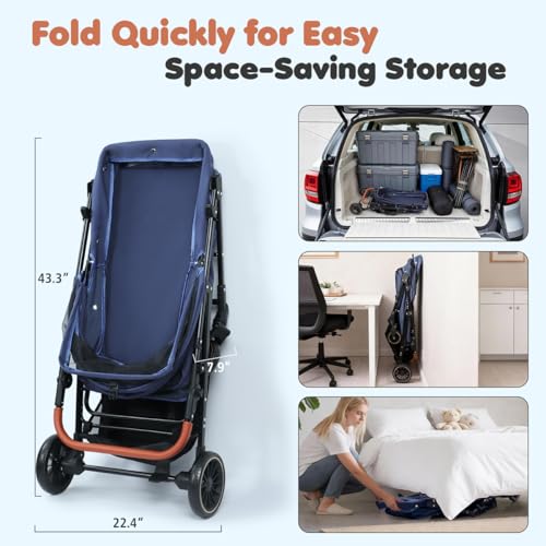 Dog Stroller for Large & Medium Dogs (Blue)
