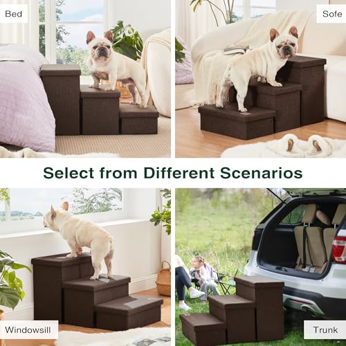 Dog Stairs for High Bed (Coffee / 29.5" X 17" X 17.7" H)