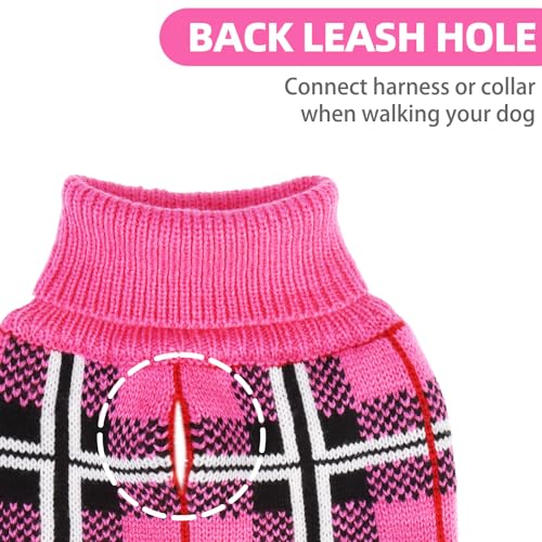 Dog Sweaters for Large Medium Small Dogs (M/L - Chest 25", Back 18" / Fuschia)