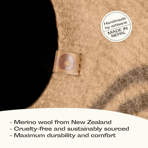 Cat Cave Merino Wool Bed for Indoor Cats (Beige / Medium)