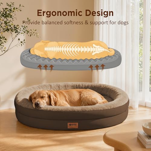 Waterproof Orthopedic Dog Bed for Extra Large Dogs (Coffee / 48"L x 35"W x 7.5"Th)