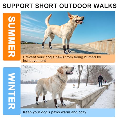 Dog Socks to Prevent Licking Paws Double Sided Grip Traction (Coffee(Paw) / M(2.1"-2.55" W | Pack of 4))