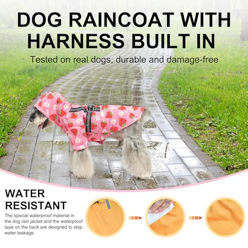Dog Raincoats for Large Dogs (Strawberry Pink / L(Back 18.1", Chest 25.5", Neck 18"))