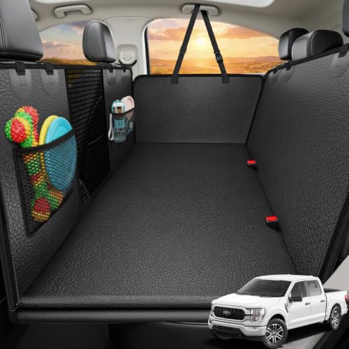 PU Leather Dog Back Seat Extender for Full (Matte Black / XL - Full Size Crew Cab Truck)