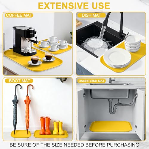 Waterproof Silicone Pet Food Mat with Raised Edge for Dog & Cat (Vivid Yellow / 24"L x 16"W)