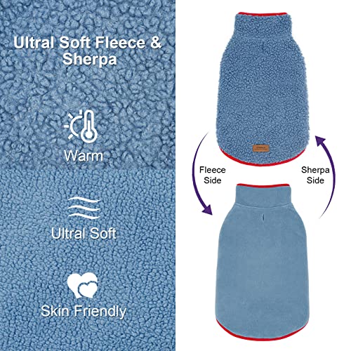 Sherpa Dog Coat Reversible Dog Jackets for Medium Dogs (X-Large (22-28lbs) / Blue)