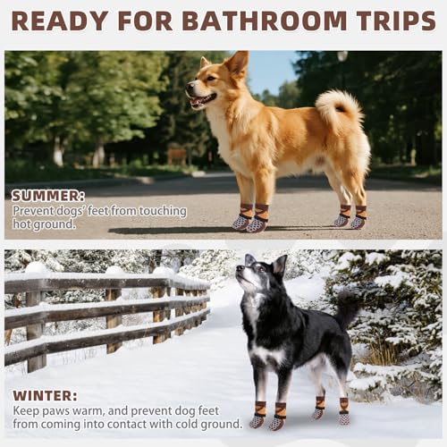 Dog Socks Shoes for Hot Pavement (Coffee Brown / X-Small(4 Pack))