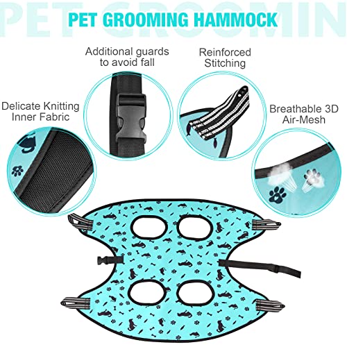 Dog Grooming Hammock (XXL for Giant Dogs 120LB / Cyan)