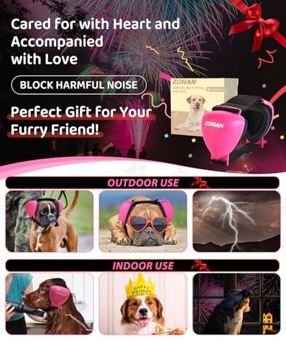 DG02 Dog Ear Muffs Noise Protection (Fuchsia-large-normal Earpads)