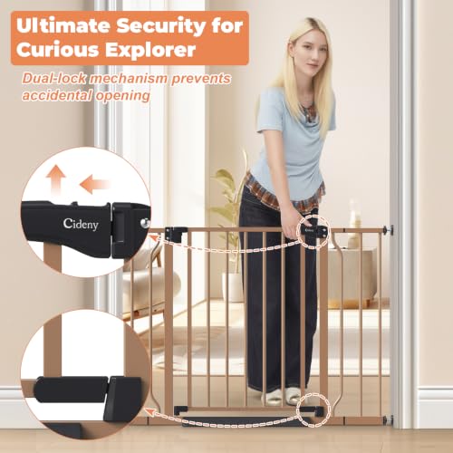 Baby Gate Auto Close (Brown / 29-40"Wide, 28"Tall)