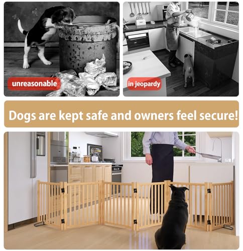 Wooden Freestanding Dog Gate Indoor (【6 Panels】H:23'')