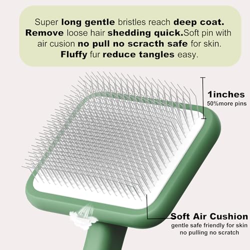 Dog Brushes for Doodles Poodles Fluff Deshedding Thick Long Fur (Green)