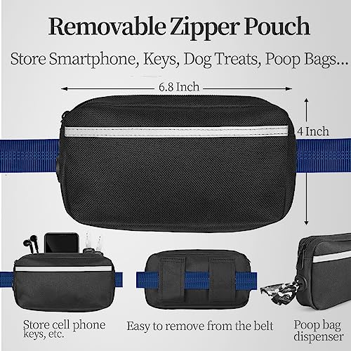 Hands Free Dog Leash with Zipper Pouch (True Navy / Large)