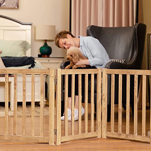 Wooden Free Standing Dog Gate 60" W x 24" H (Natural / 60"W x 24"H)