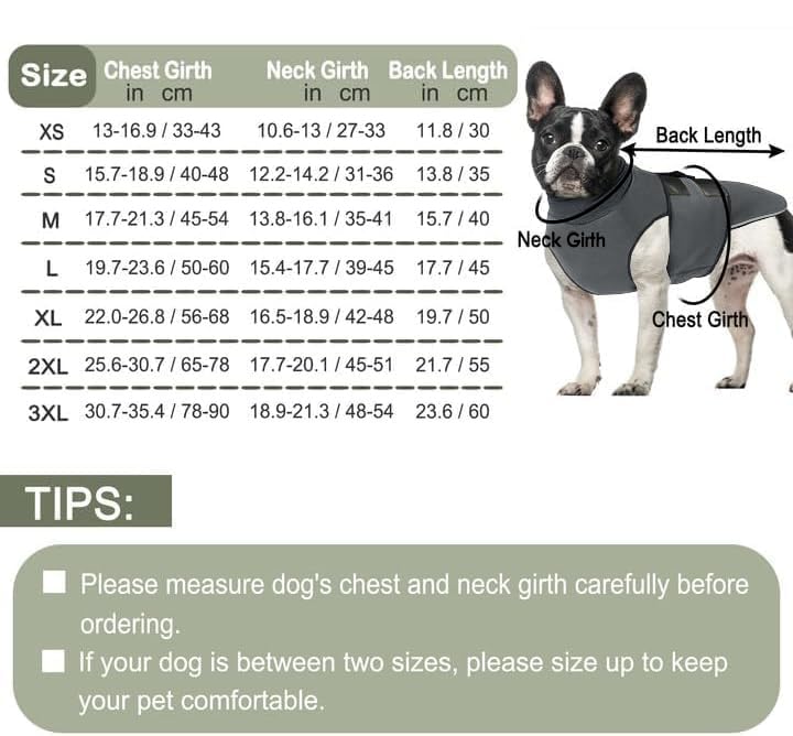 Reflective & Soft Dog Anxiety Vest with Ear Wraps for Thunderstorm (Grey / Small)