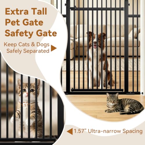51" 87" Extra Tall Cat Gate for Doorways (Black / 51"-87" High)