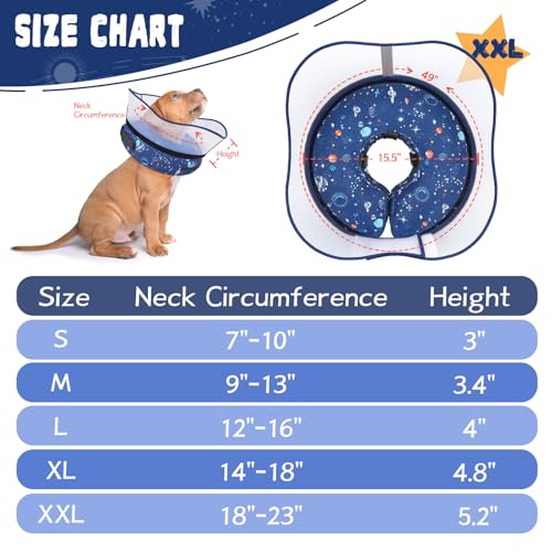 Elevated Inflatable Dog Cone Collar to Stop Licking (Navy / XXL(Neck 18.5"-23.5"))