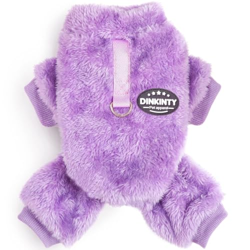 Dog Sweater Winter Warm Dog Pajamas for Small Dogs Fleece Thermal Soft Puppy Pjs Coat Stretchy Jumpsuit Doggie Pet Clothes Outfits Cat Apparel (Purple / X-Small)
