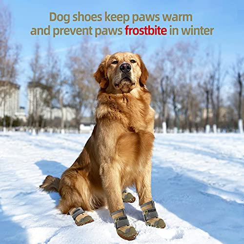Dog Boots for Large Dogs (Light Khaki / Width 1.96 Inch)