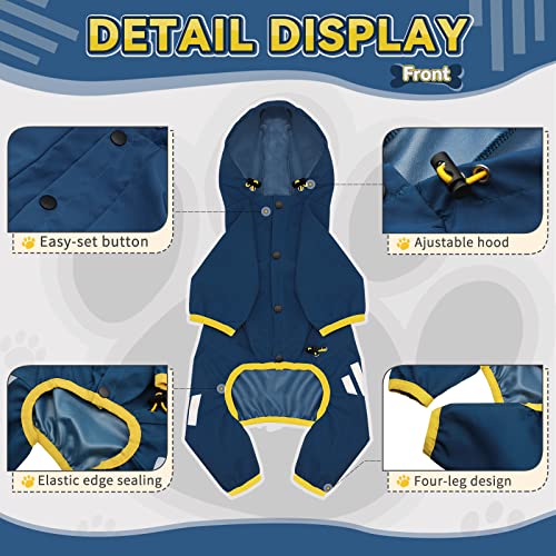 Dog Raincoat Waterproof Dog Rain Jacket with Hood (XS(Back Length10'') / Blue)