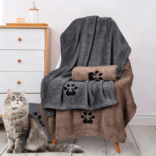 Dog Towels for Drying Dogs 2 Pack (Black and Brown / M-36" * 28")
