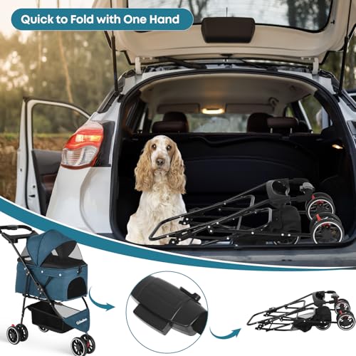 Pet Stroller Dog Stroller for Small Medium Dogs Cats (Green)
