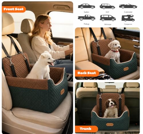 Dog Car Seat for Small (Green/Brown)