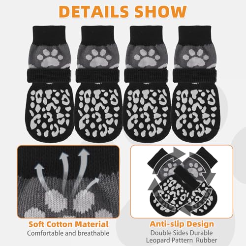 Dog Socks for Hot (Black+grey / X-Large (4 Pack))