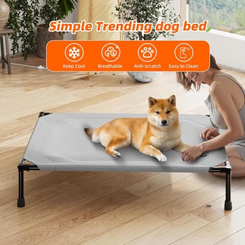 Raised Dog Bed for Large Dogs (42"L x 31"W x 8.5"Th / Grey)