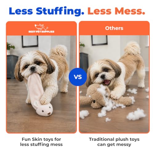 2-in-1 Stuffless Squeaky Dog Toy - Hare, Medium (Brown/Hare / Medium)
