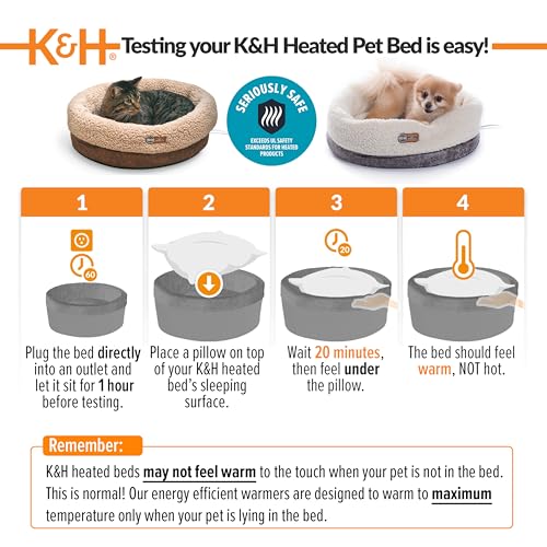 K&H Heated Cat Bed (Chocolate / 14 X 18 Inches / Cup Bomber)