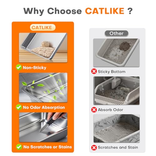 Upgrade XXXL Stainless Steel Cat Litter Box 3 (Silver Light Grey / Real XXXL Size: Up to 152L)