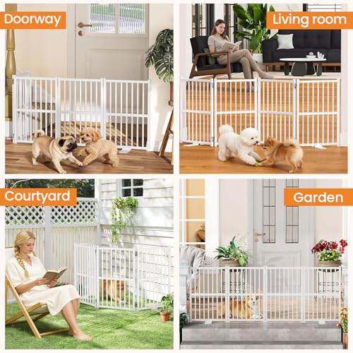 Dog Gate Indoor (White / 4 Panel-23.62''H, Up to 63.78’’ W)