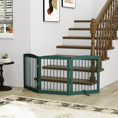 Freestanding Pet Gate for Dogs (24" Height-3 Panel / Green)