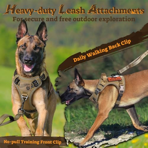 Tactical Dog Harness Medium Sized (M(chest:20.1"-33.9",neck:17.7"-22.3",back:7.5") / Brown)