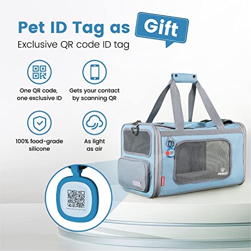 Cat Carrier Airline Approved Expandable Breathable Safety Leash (Light Grey and Sky Blue)