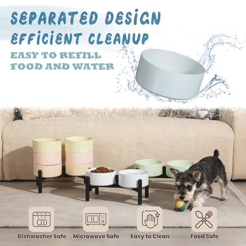 Ceramic Elevated Dog Bowl Set (Blue / 3.5 Cups)