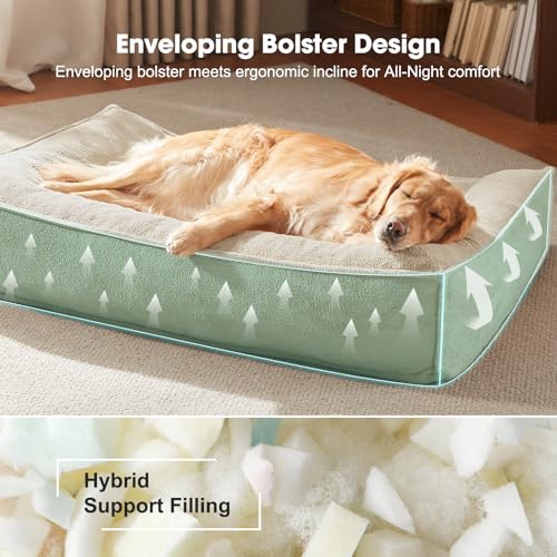 XXL Orthopedic Dog Beds Large Sized Dog (Beige / 48"L x 35"W x 10"Th)