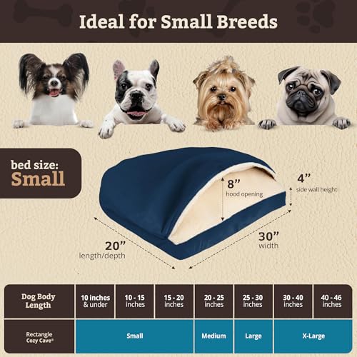 Rectangle Cozy Cave Dog Bed (Sapphire / Small)
