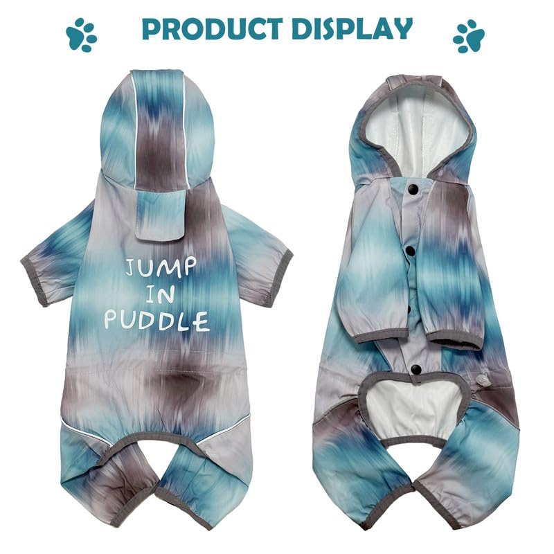 Dog Raincoat Waterproof Full Coverage Softshell Jacket (S-Back(9.5-11.4″) | Weight(8-12lbs) / Glacier Blue)